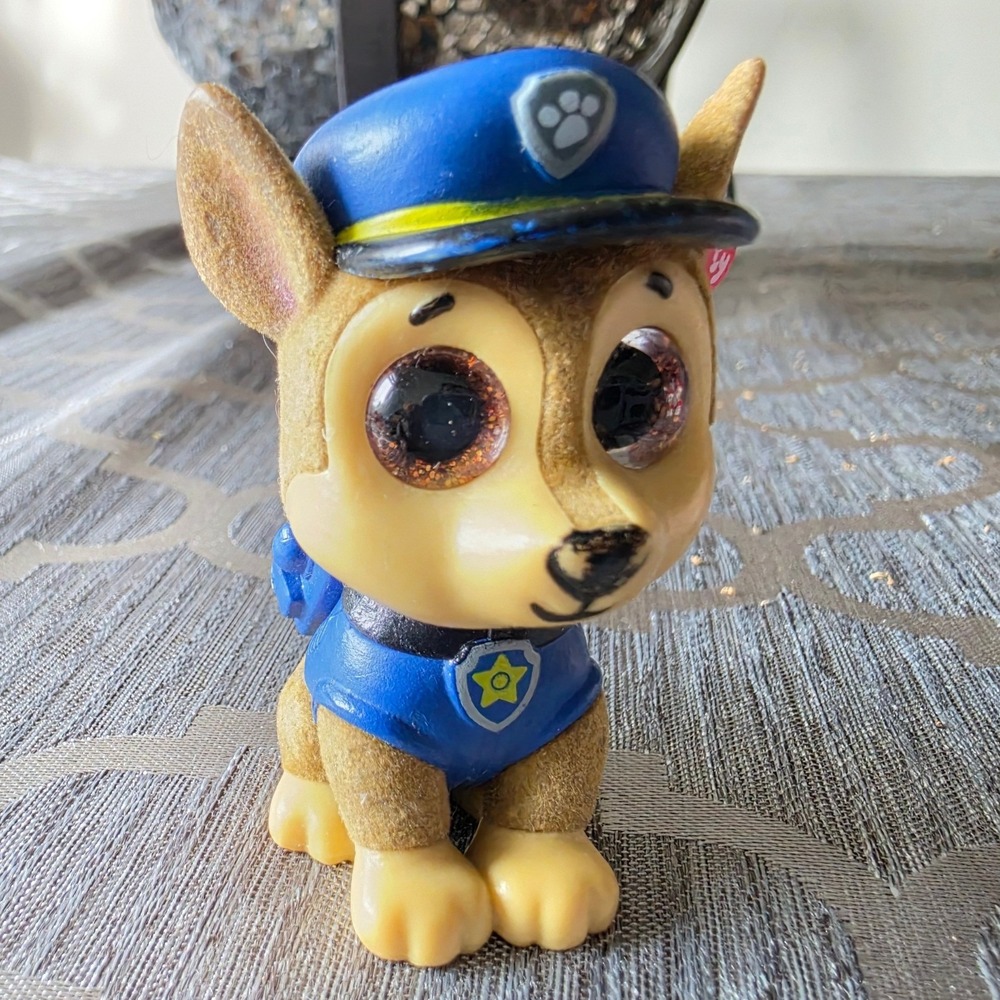 Ty Beanie Boos Paw Patrol Chase Mini Figure Flocked Fuzzy Glitter Eyes Toy 3"